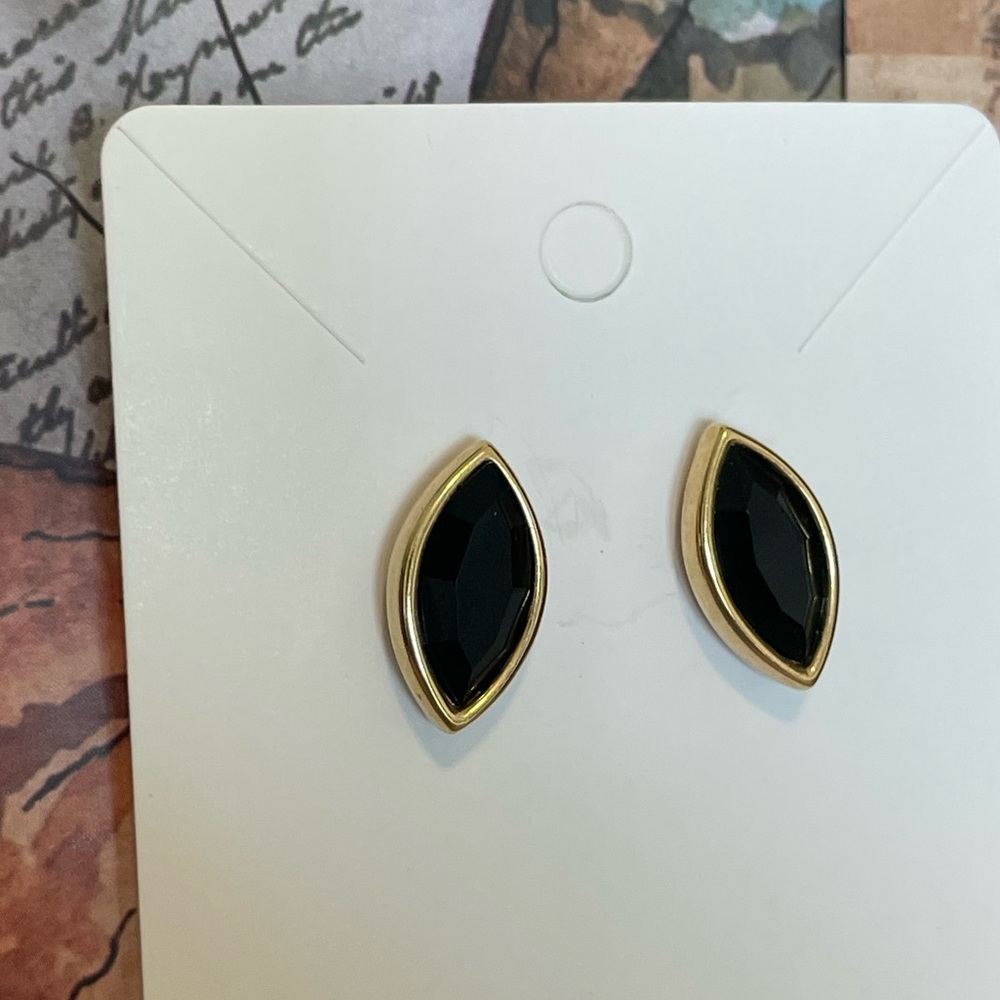 💫Vintage Black/Gold Teardrop Earrings - Picture 2 of 2